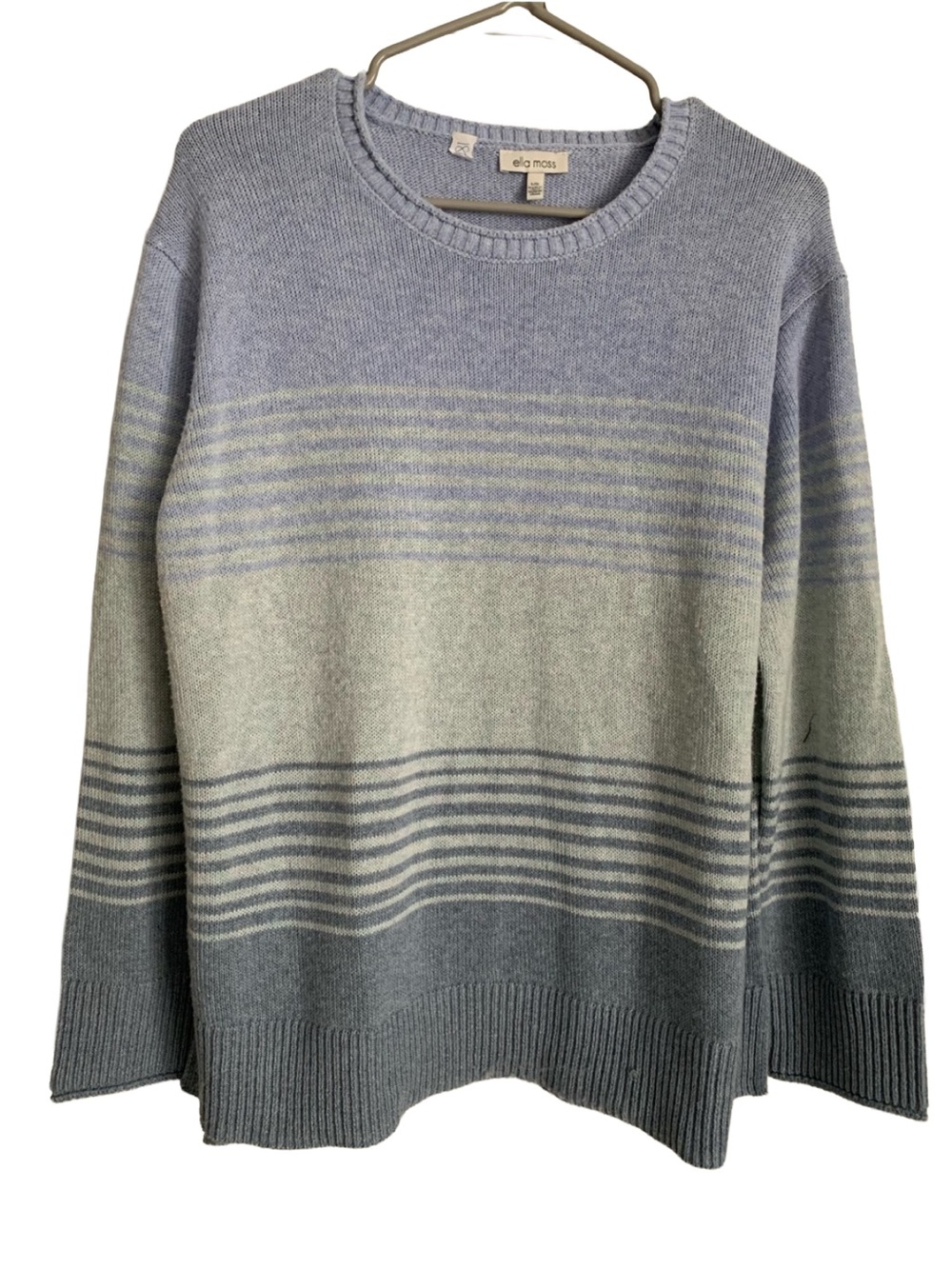 ELLA MOSS Women’s Purple Green Blue Stripe Rounded Neck Sweater
